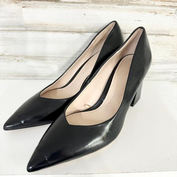 Zara Women Black Patten Leather Pump Business Women Heels Size 39/8.5 - Picture 2 of 7